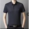 Новая бесшовная рубашка поло с лацканами, летняя клетчатая рубашка среднего возраста, модная, с коротким рукавом