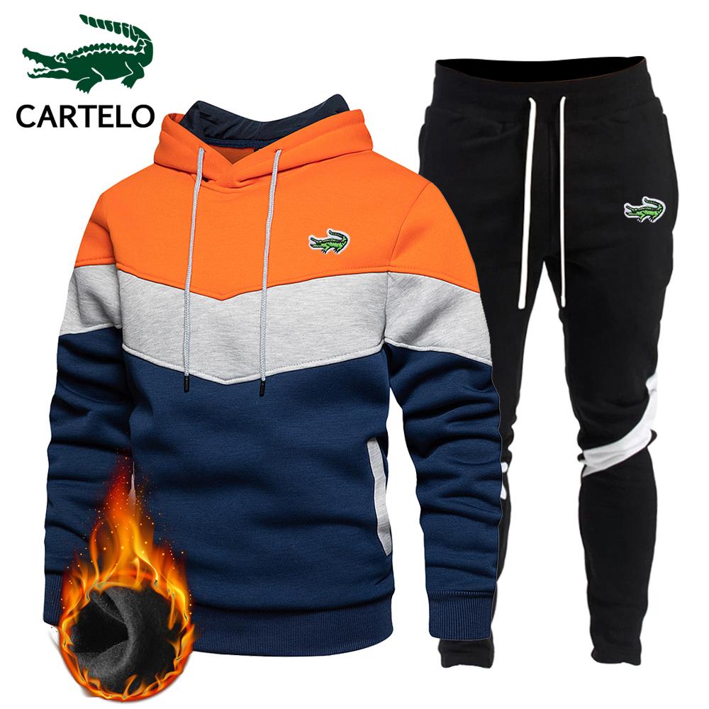 CARTELO Вышивка Осень/Зима, новый комплект из двух предметов с капюшоном и брюками, мужская спортивная одежда в тон