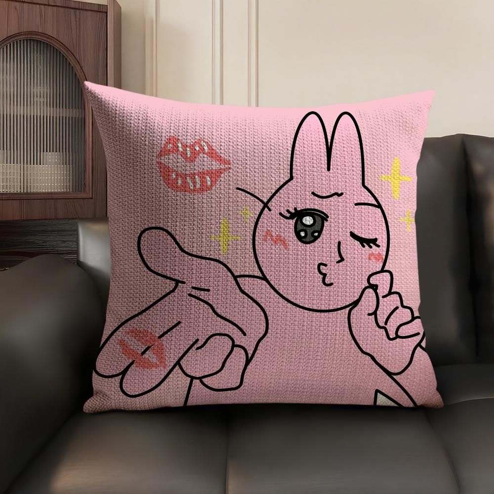 Cartoon OOpanchu Usagi Cushion Cover Natural Linen Organic Fabric DoubleSided Printing Sofa Home Decor Gift Pillow Case
