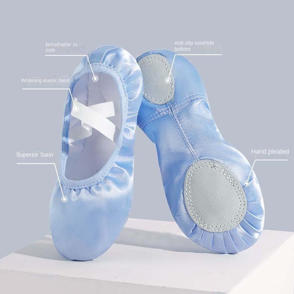 Мягкие пуанты с эластичной резинкой из искусственной кожи, танцевальные тапочки с пятнами, балетки для девочек и детей