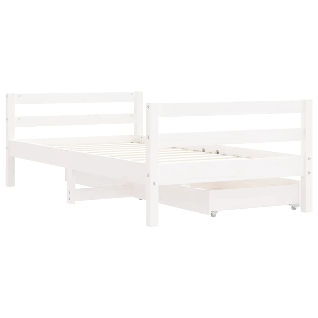 Kids Bed with Drawers White 80 x 160 cm Solid Pine Wood