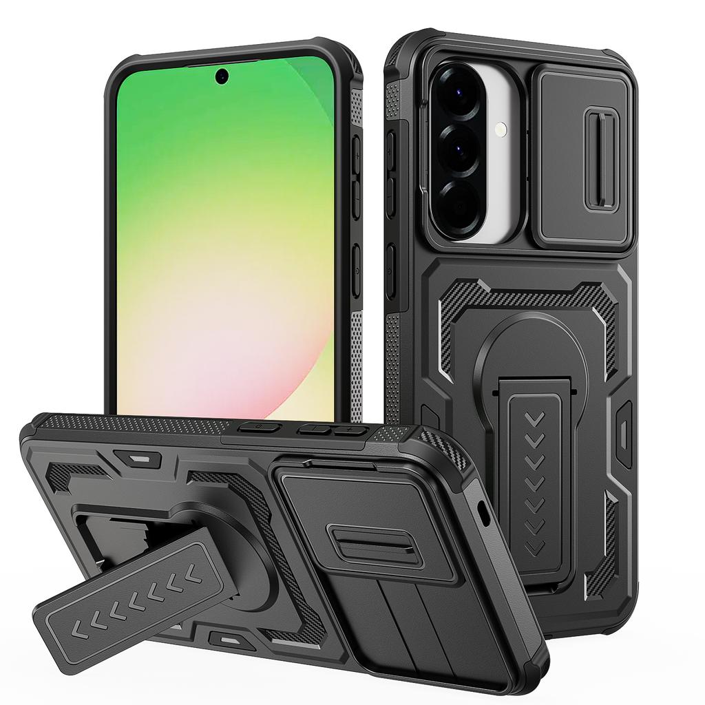 Чехол-слайдер с защитой камеры и подставкой для Samsung Galaxy A16 A26 A36 A56 A17 A37 A57 5G, ТПУ-рамка, пластиковая задняя крышка