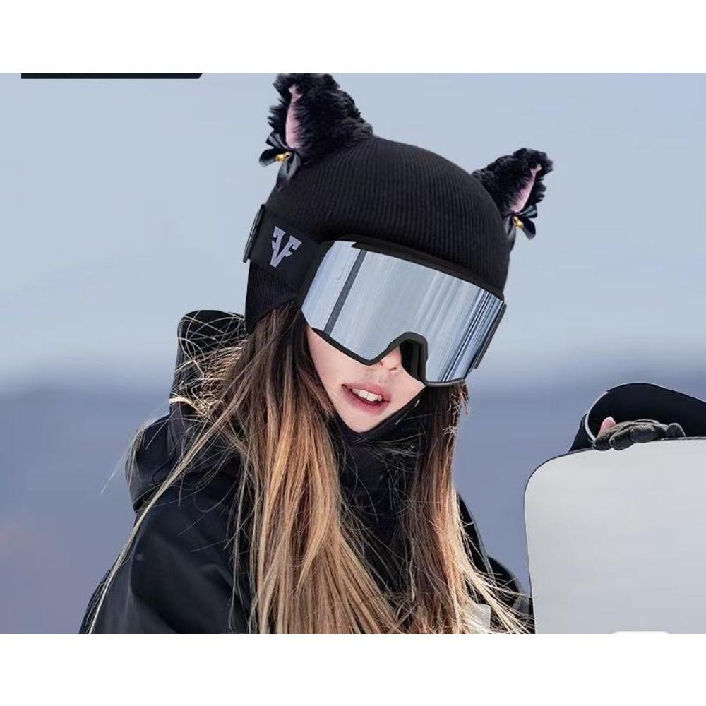 Ski Helmet Hat Cover Cute Cartoon Cat Ears Baby Same Single and Double Board Battery Helmet Cover Unisex
