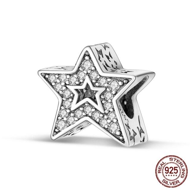 Star Collection 925 Silver Dangle Charms Stud Earring Rings Clip Charm Necklace Safty Chain Fit Original Bracelet DIY
