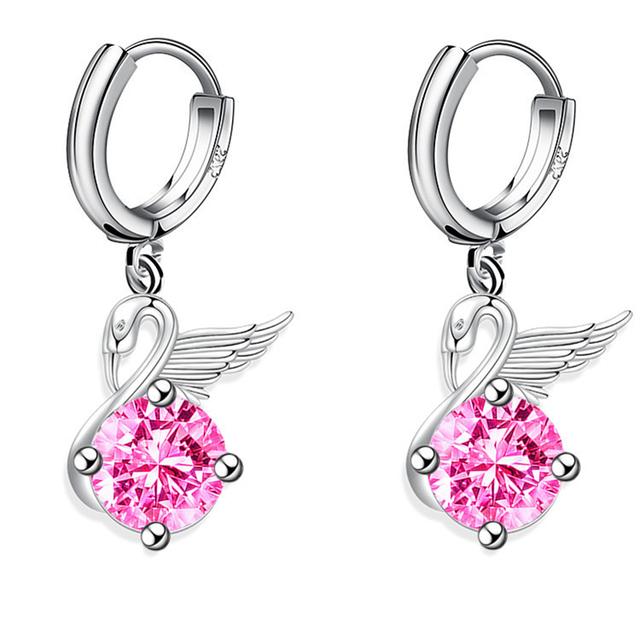 925 штамп посеребренные женские серьги милый гусь подвеска в форме капли разноцветные серьги с цирконом для женщин ювелирные изделия для девочек