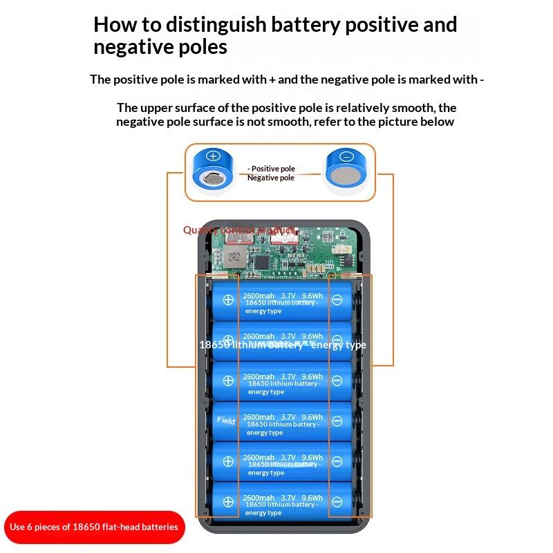1 шт. Двойной USB Type-C Зарядный корпус 6*18650 Power Bank Держатель батарейного отсека с походными фонарями для телефона Кейсы для батарей 18650