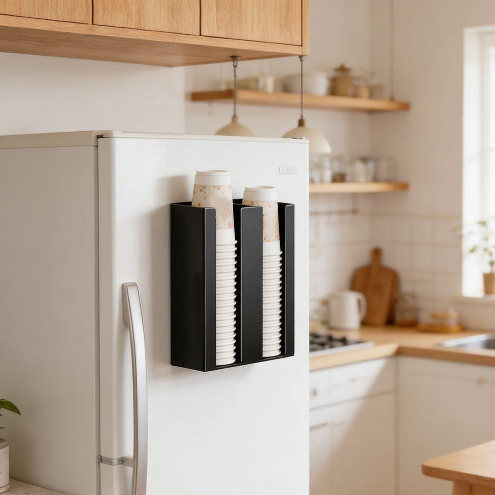 Iron Paper Cup Dispenser Large Capacity Cup Storage Rack Durable Paper Cup Organizer Refrigerator