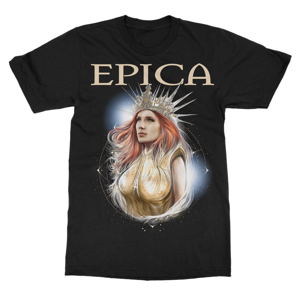 Футболка с принтом группы Epica THE QUANTUM ENIGMA Хлопковая графическая футболка Унисекс Женская Летняя уличная одежда Топ