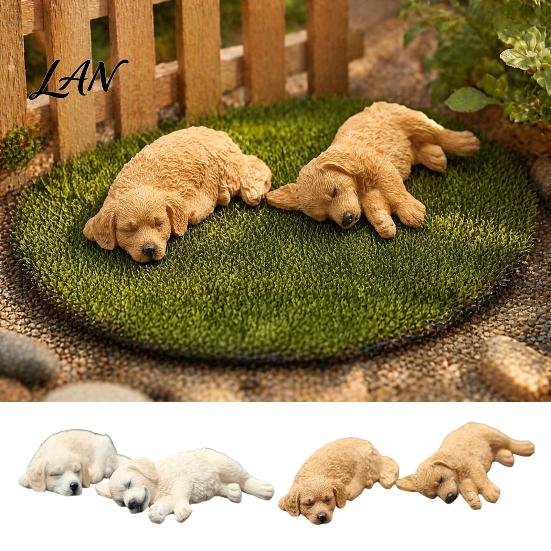 Cute Puppy Car Dashboard Decorations 2Pcs Sleeping Resin Dog Figurine, Decor for Creative Gift Lovers Women, Mini Calming Statue Desk, Interior