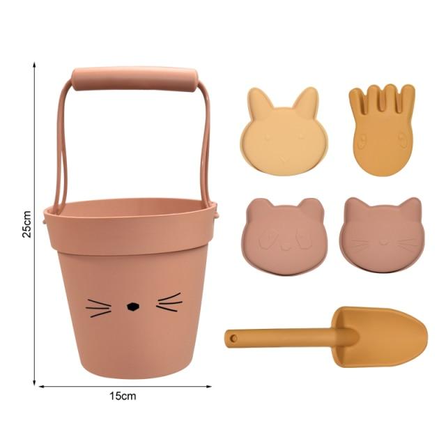 6 шт., силиконовое ведро с песком, набор игрушек, мягкая милая модель животного, мини-лопатки для копания песка, наборы, детские пляжные игрушки для игр с песком и водой