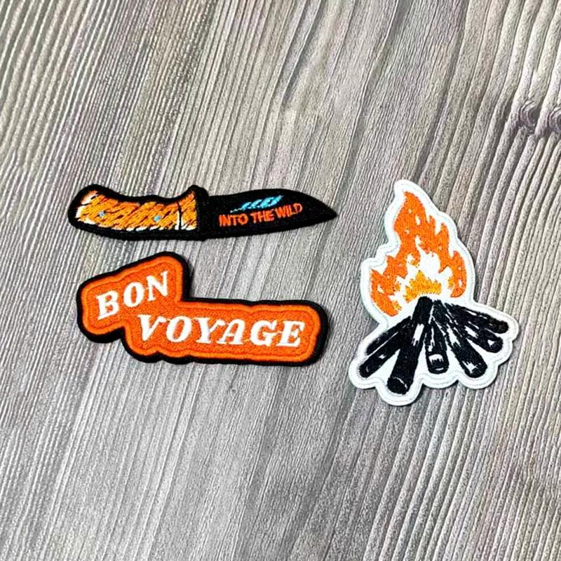 Mountaineering Hiking Sunset Airplane Badge Embroidery Velcro Cloth Sticker Outdoor Backpack Decoration Embroidery Sticker