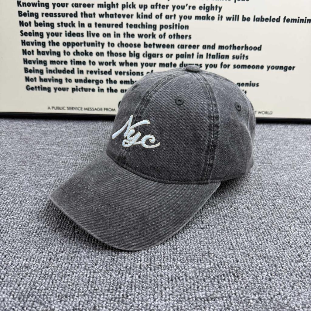 Big head circumference NYC embroidery cap women's spring and summer versatile soft top baseball cap ins trendy brand sunscreen visor