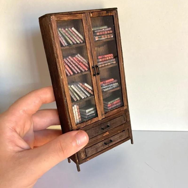 Сенсорная миниатюрная книжная полка, деревянный книжный шкаф, сенсорная книга для дома, школы, путешествий, работы, отдыха, украшений, Gi