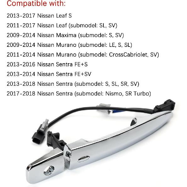 806469N00A Внешняя хромированная ручка двери, передняя левая, сторона водителя, с датчиком и системой бесключевого доступа Smart Keyless Entry, Для Nissan 2009-2018