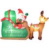 Santa Claus with sleigh & reindeer, inflatable, white LED lighting, 210 x 80 x 140 cm