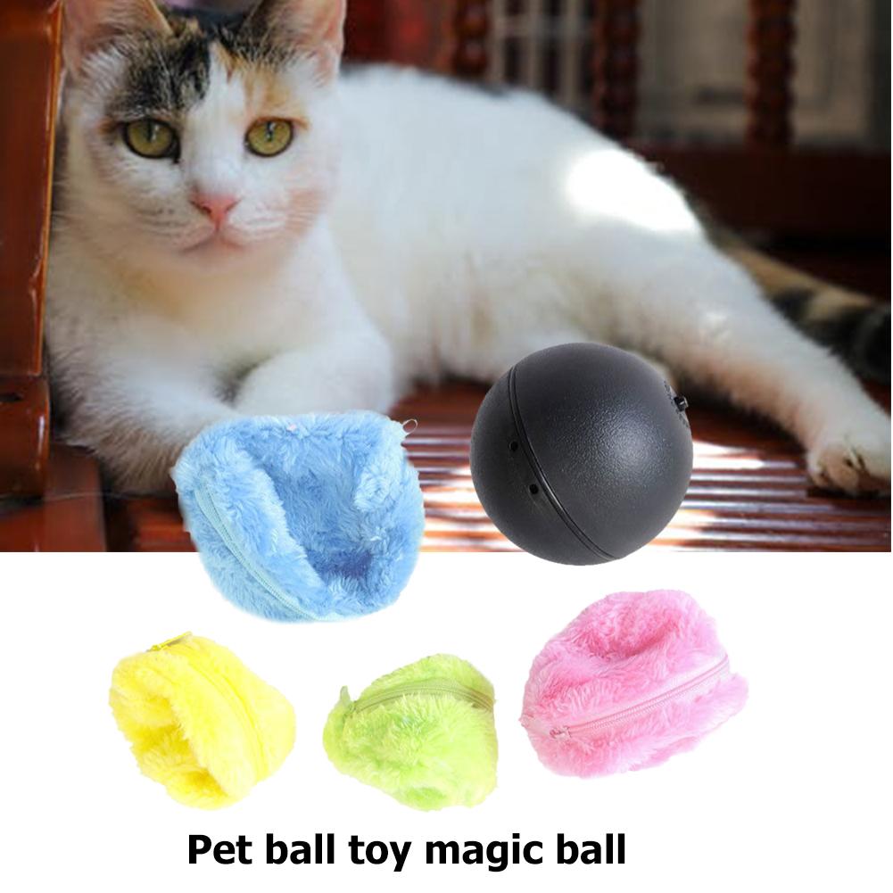 5pcs Magic Roller Balls No Toxic Automatic Dog Cat Balls Interactive Toys Automatic Pet Toy with 4 Plush Caps for Home Cleaning