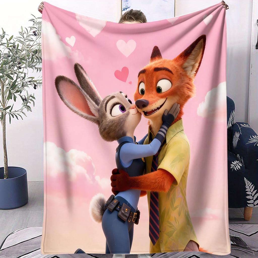 Hot Animal Zzootopia Blanket Warm Soft Small Cover Blanket Suitable For Kids Bedroom Living Room Sofa Bed Office Travel Camping