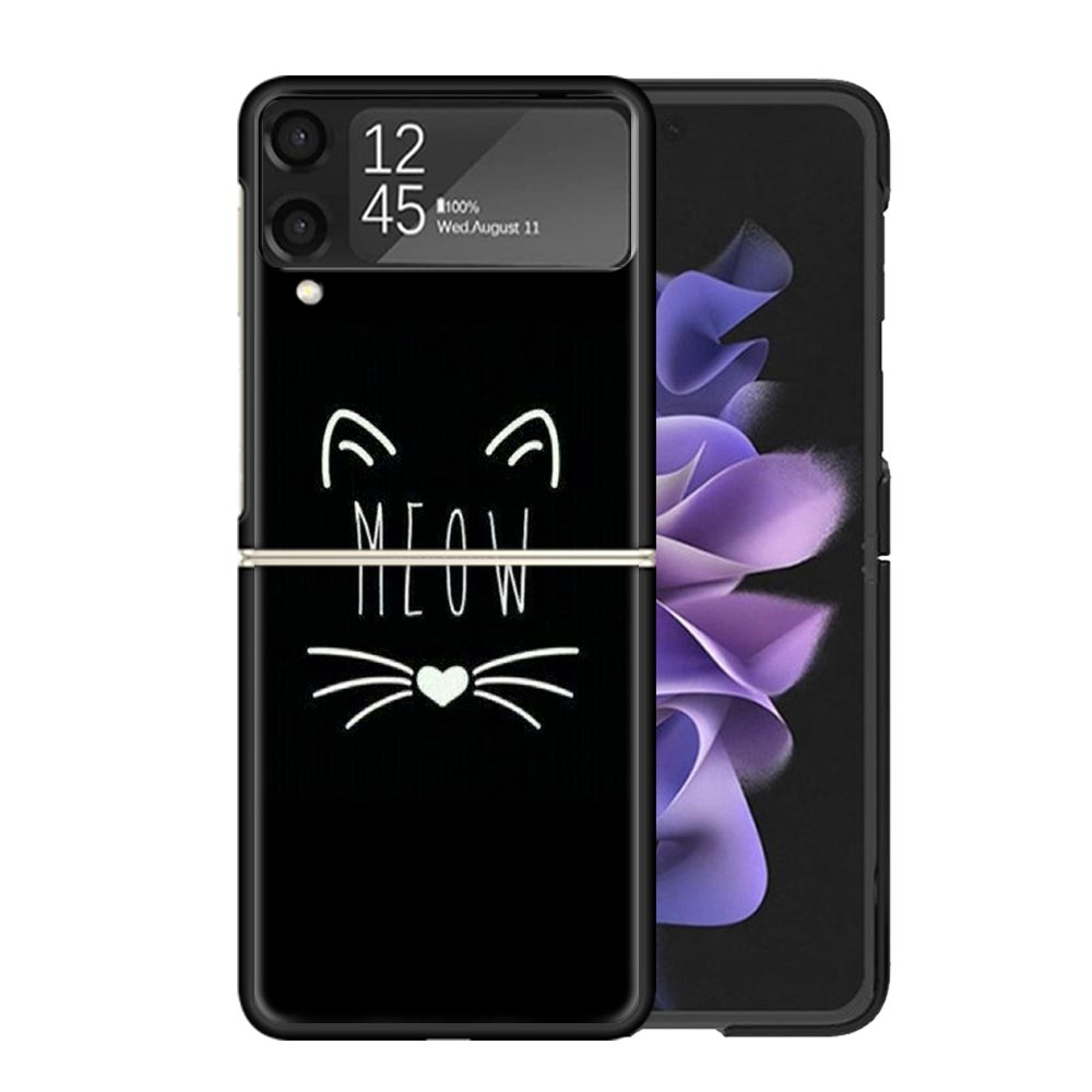 Милый котенок Мультяшный прозрачный чехол для телефона Samsung Z Flip 7 6 5 4 3 Galaxy ZFlip7 ZFlip6 ZFlip5 ZFlip4 ZFlip3 5G Чехол с принтом Z