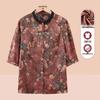 Elderly Women's Embroidered Spring Autumn Shirt