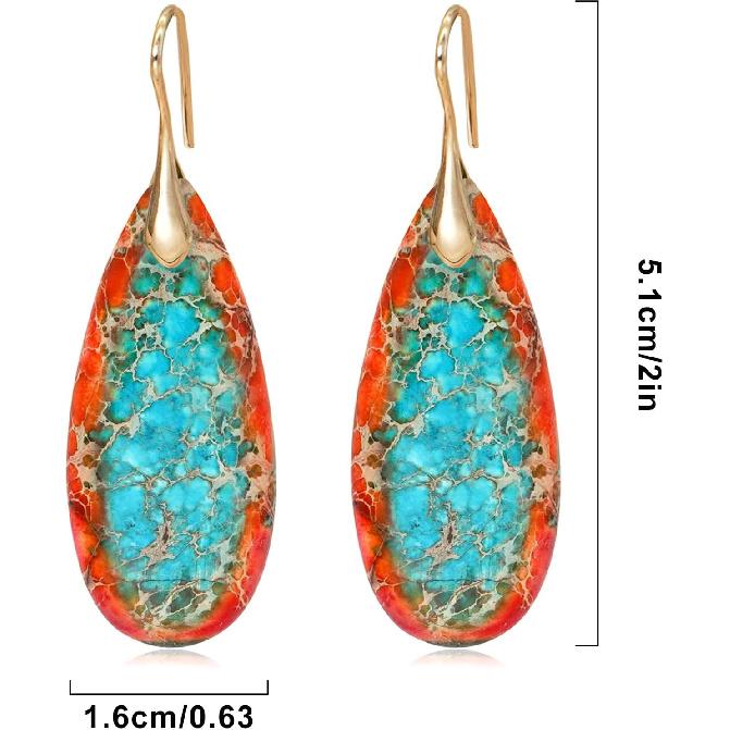 Natural Stone Earrings Waterdrop Stone Dangle Earrings for Women