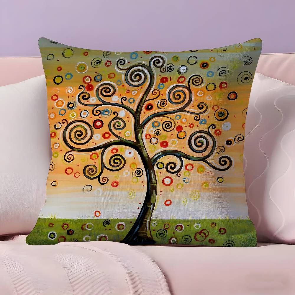 Colored Tree Pillow Case Ultra Soft Skin Friendly Fabric Cloud Like Comfort & Concealed Zipper