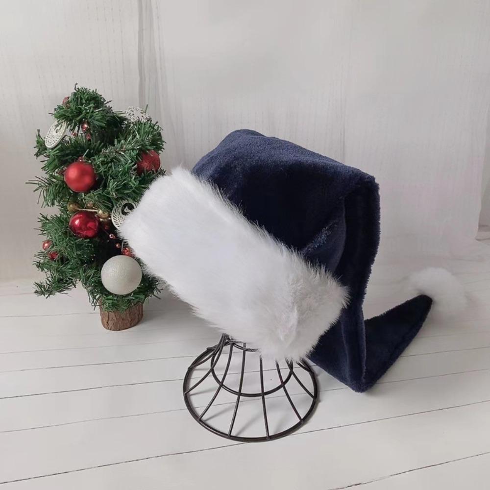 White Fur Fur Xmas Cap Red Hat Santa Hat Festive Party Plush Christmas Hat  Unisex