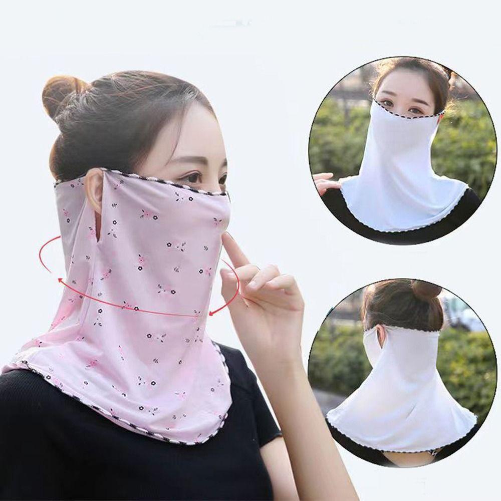 Floral Sunscreen Veil Driving Face Mask Summer Sunscreen Mask Face Gini Mask Womne Neckline Mask