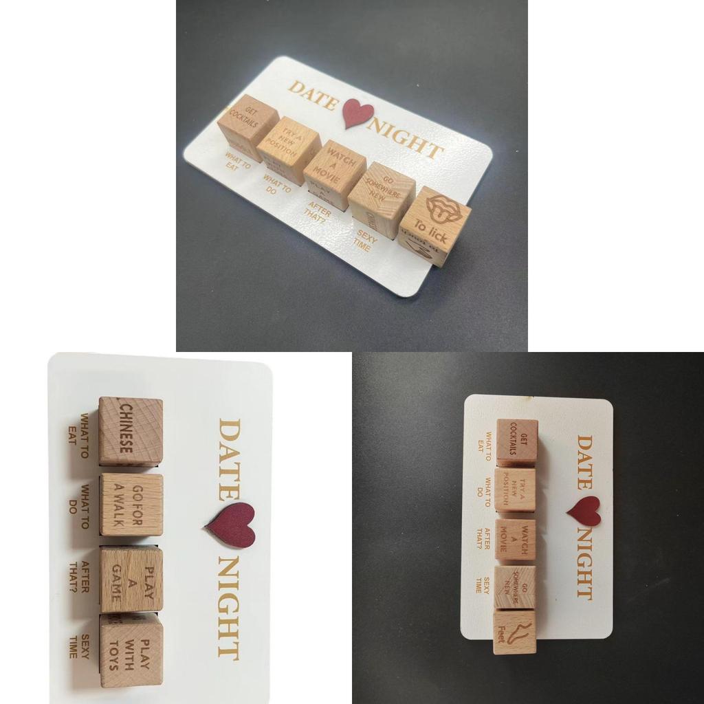 Date Night Dice Wooden Game For Couples With Printed Board Valentine Gift