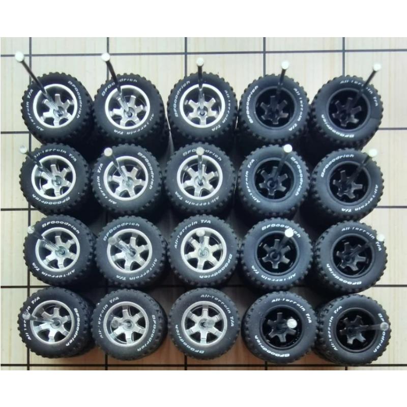 10 комплектов(на 10 машин) 1/64 Пластиковые 14мм Колеса Резиновые Покрышки для 1:64 Модель внедорожника для бездорожья