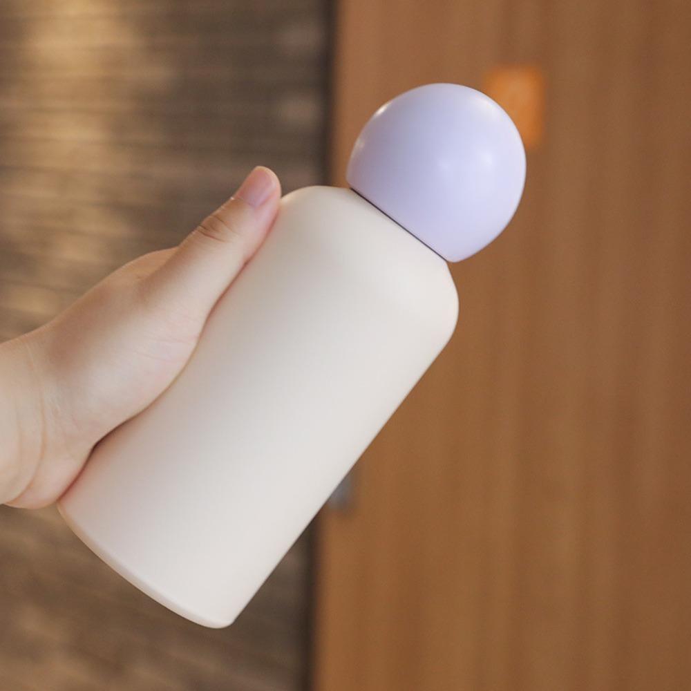 Ins Style Spherical Lid Thermos Cup Double Wall 304 Stainless Steel Insulated Bottle 400ml Coffee Cup Ladies