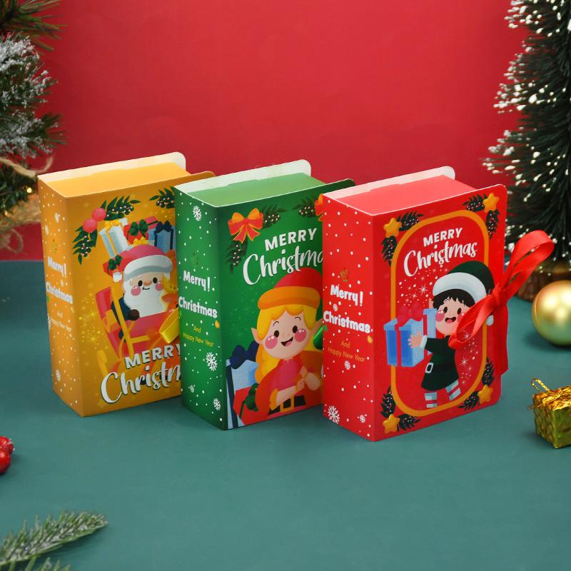 5 шт. в форме книги, рождественские коробки для конфет, сумка, Санта-Клаус, детская подарочная упаковка, коробка, украшения для вечеринки Navidad Natal Noel