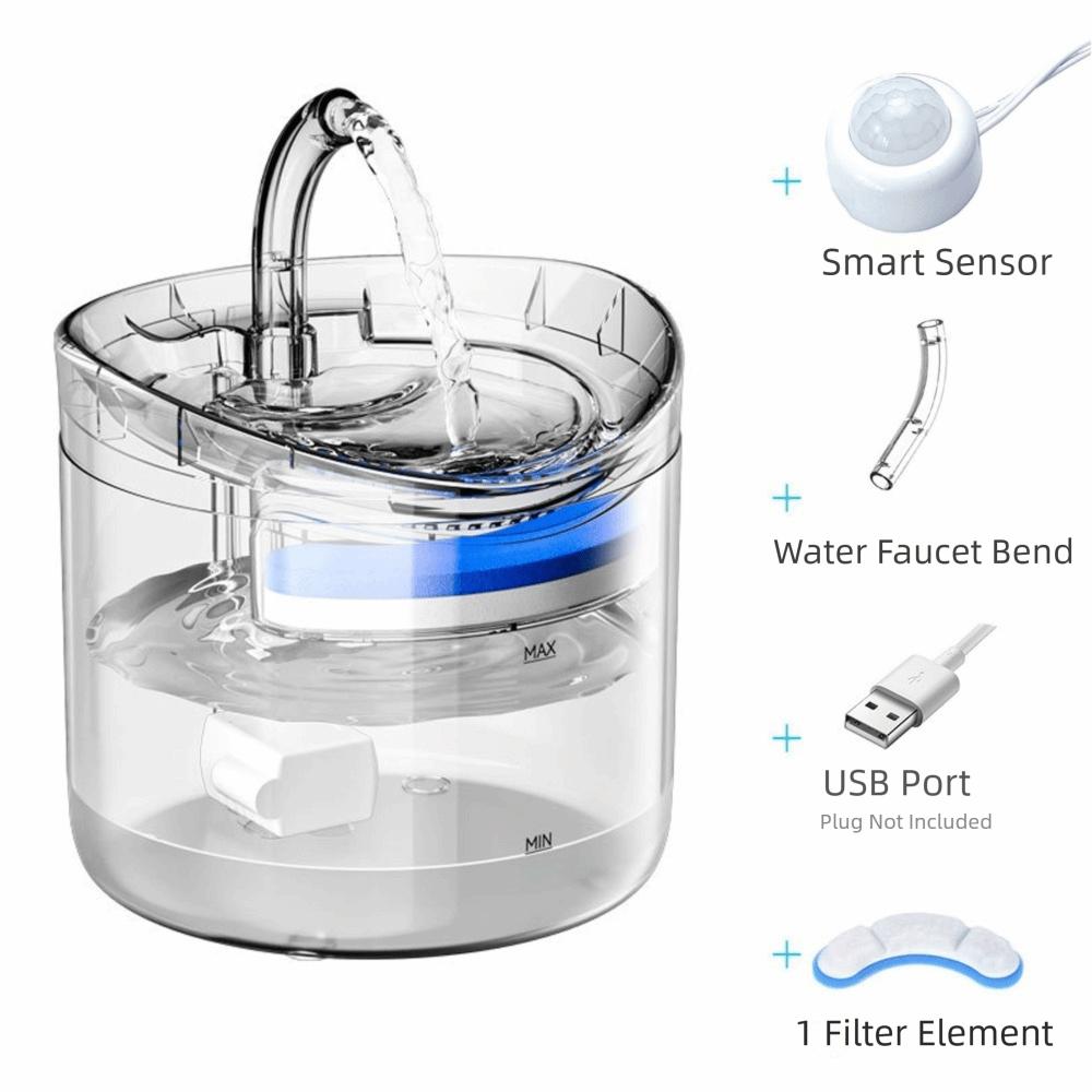 Большая емкость 1,8 л, фонтанчик для воды для кошек, питание от USB, прозрачная поилка для питомцев, съемная, с циркуляцией и фильтрацией, дозатор воды