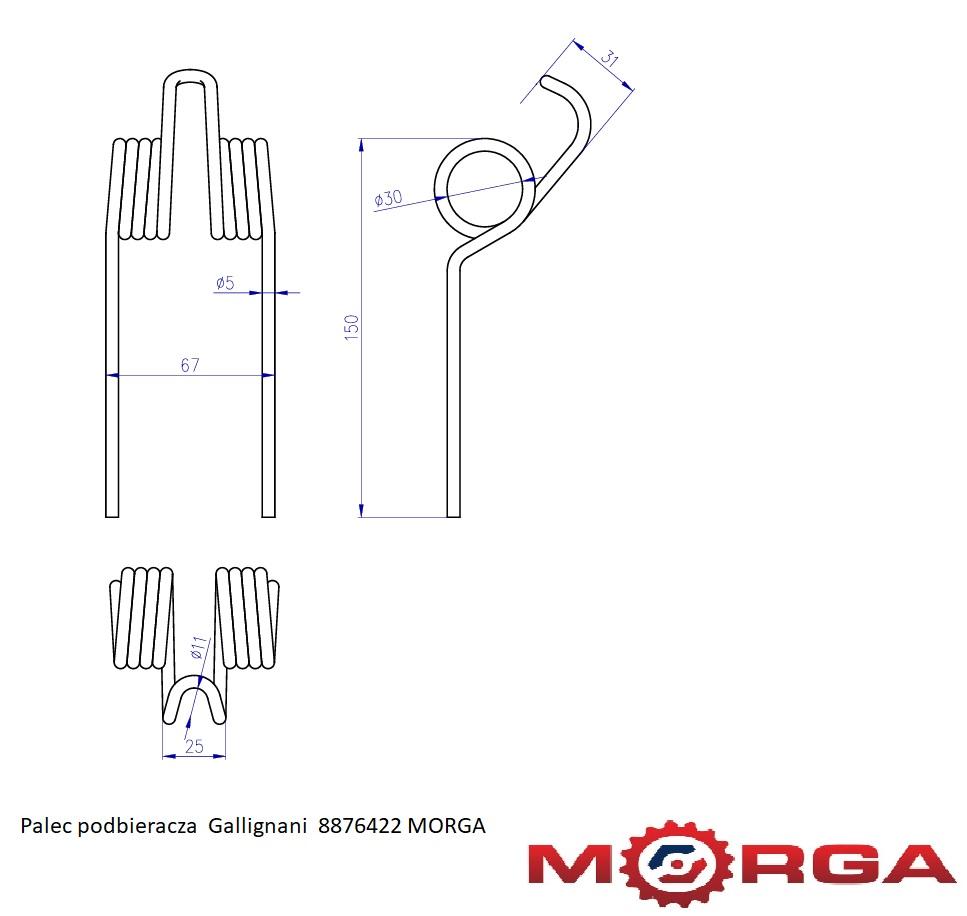 Gallignani 8876422 pickup finger powder coated MORGA