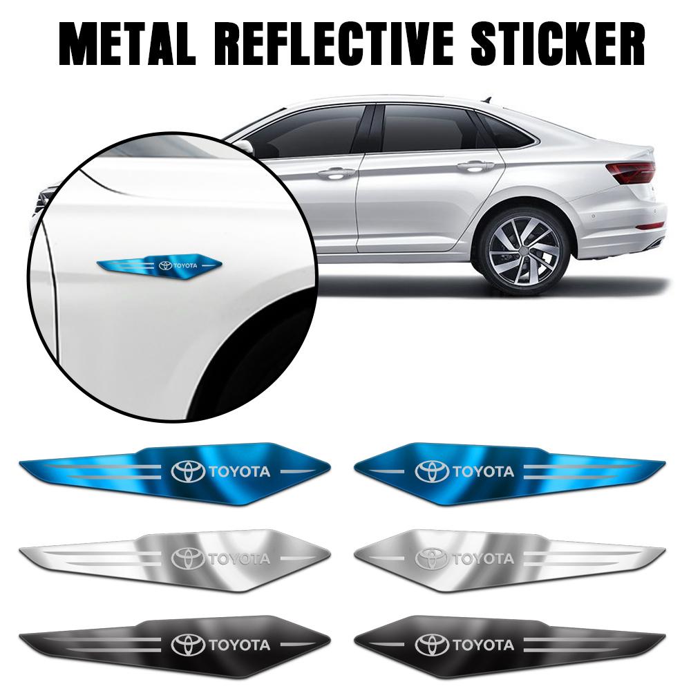 2Pcs Car 3D Metal Side Wing Emblem Auto Body Fender Sticker Accessories For Toyota Harrier Cross Chr Avensis Crown Aygo Rav4 TRD