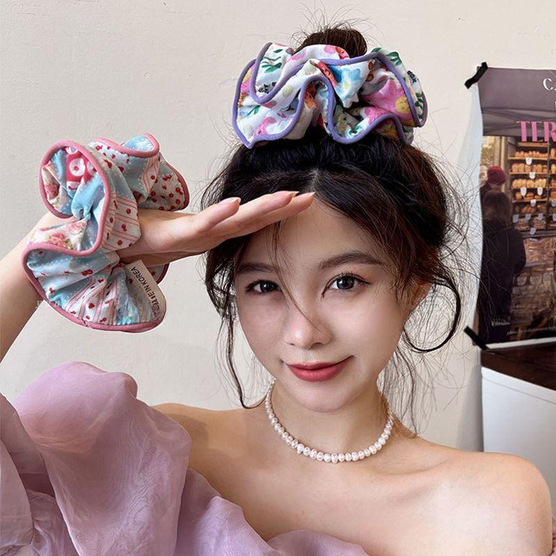 Korean New Cute Sweet Elastic Hair Bands Women Floral Print Hair Rope Barrettes Headwear Girls Hair Accessories