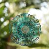 Hanging Wind Spinner with Intricate Mandala Design – Teal Blue & Golden Metal Art Chime for Balcony, Lawn, or Garden Decor, 360° Rotating Hook