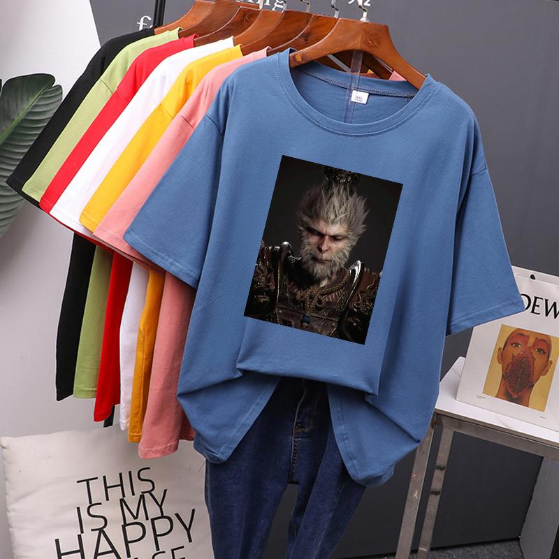 New Black Myth Wukong Clothes Men's Oversized Cotton Tees Summer New Printed T Shirt Soft Men Jumper Top
