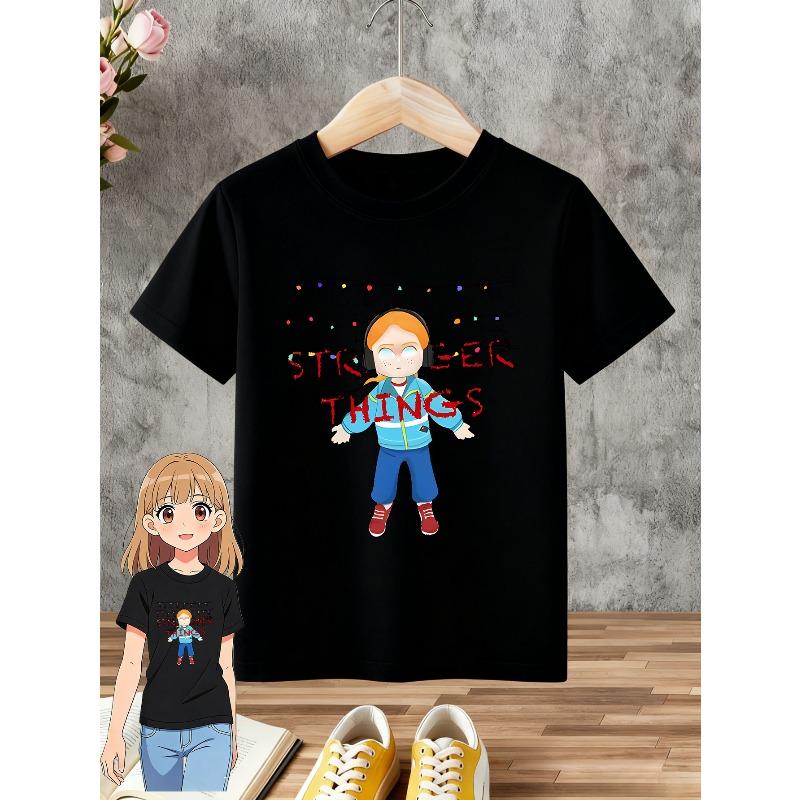 Girls Trendy Round Neck T-Shirt, Stylish Short Sleeve for Spring And Summer
