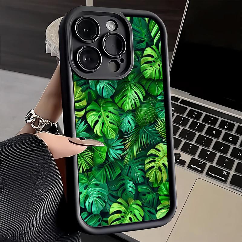 Чехол для телефона iPhone 17 Air 16E 15 16 Pro Max Летние растения Зеленый лист Чехол 14 Plus 13 12 Mini Мягкий корпус Силиконовый Fundas