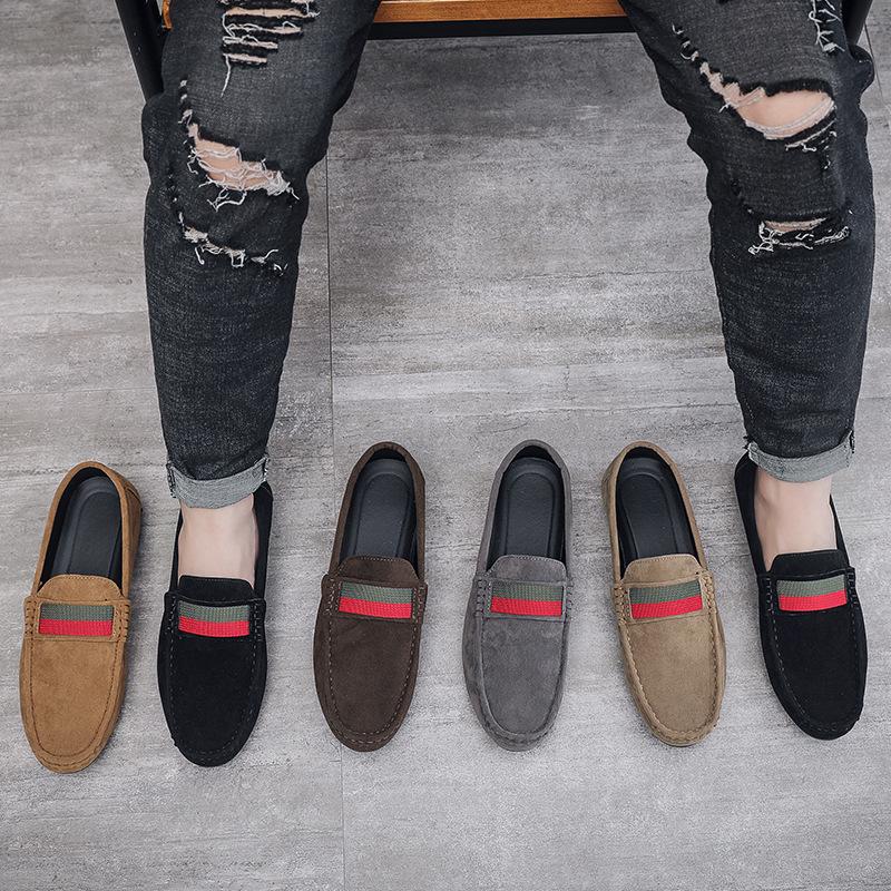 Four Seasons Frosted Anti-Velvet Leather One Pedal Soft Sole Suede Lazy British Style High-end Shoes Doudou Мужские повседневные туфли-перчатки
