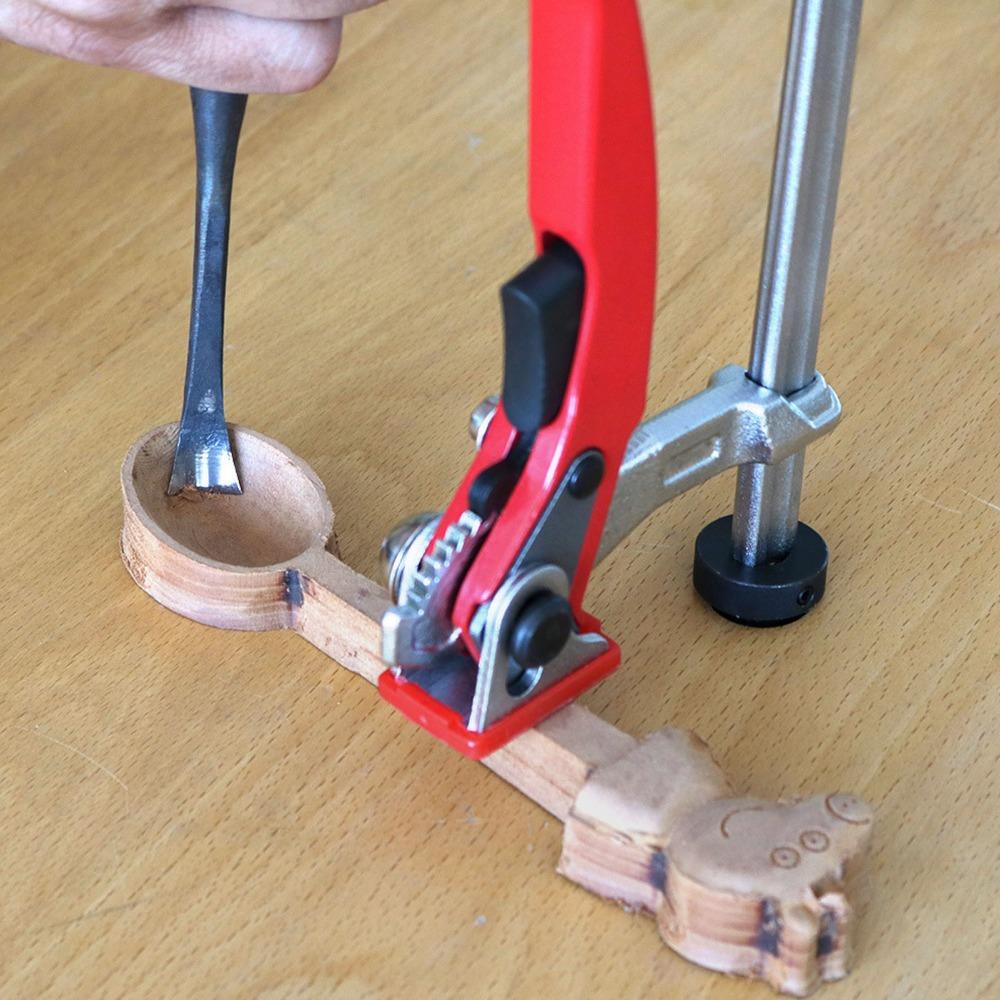 2pcs Ratchet Mechanism Bench Dog Clamp 20mm Base Woodworking Clamp Hold Down Clamp Table Workbench
