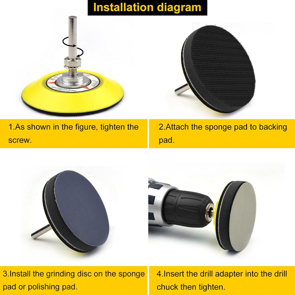 155 PCS Sanding Discs 3 Inch Silicon Carbide 400-10000 Grits Wet & Dry Hook and Loop Sandpaper for Drill Grinder Rotary Tools