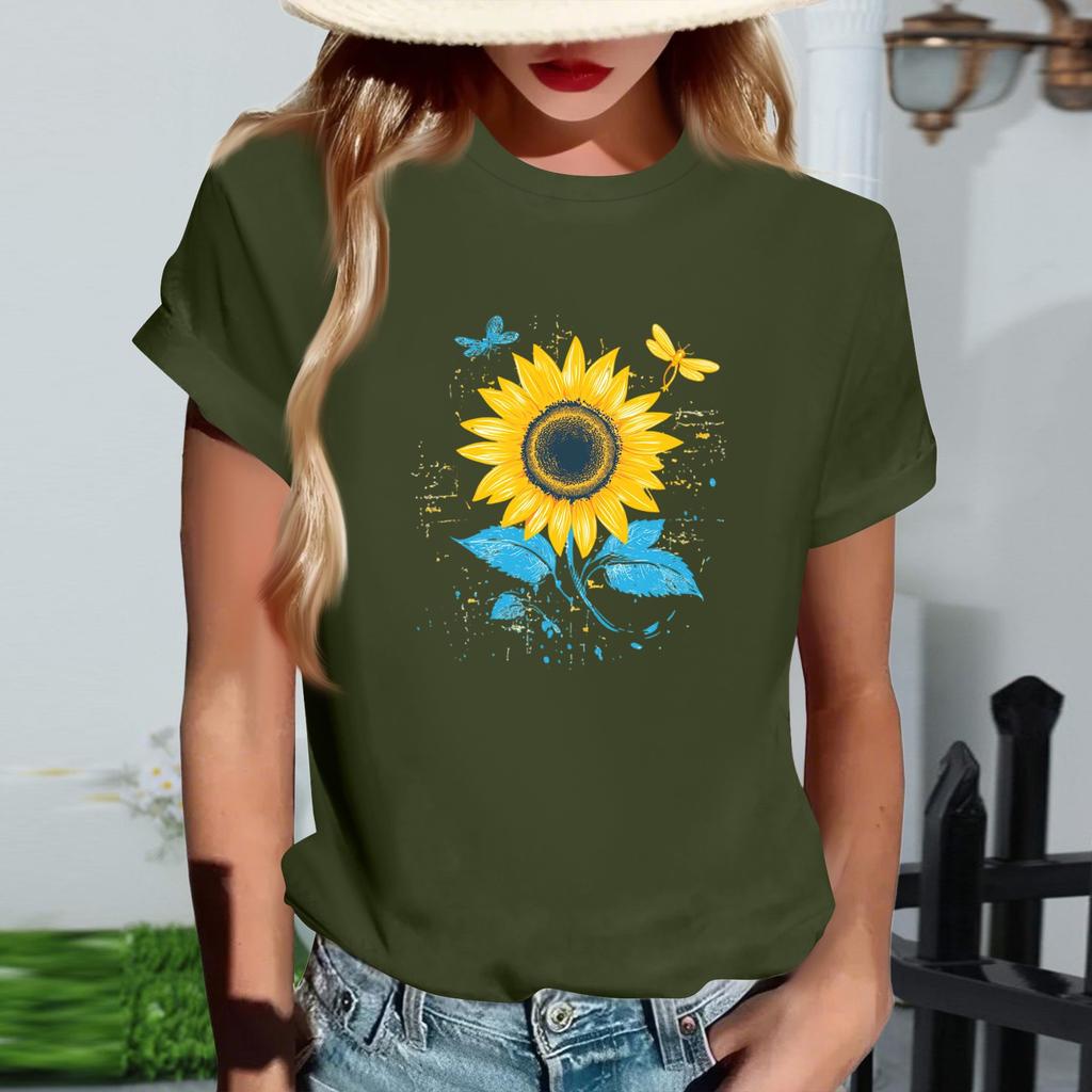 Женская модная футболка с круглым вырезом, повседневная, с ретро-принтом, с короткими рукавами