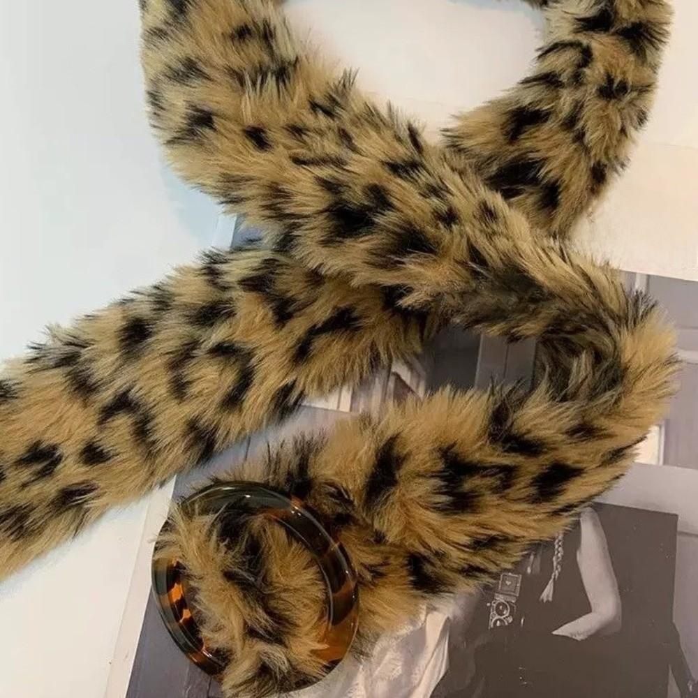 Пояс из ПУ кожи с мехом, Пушистый пояс из искусственного меха, Плюшевый ремень, Винтажный пояс Y2K, Повседневный