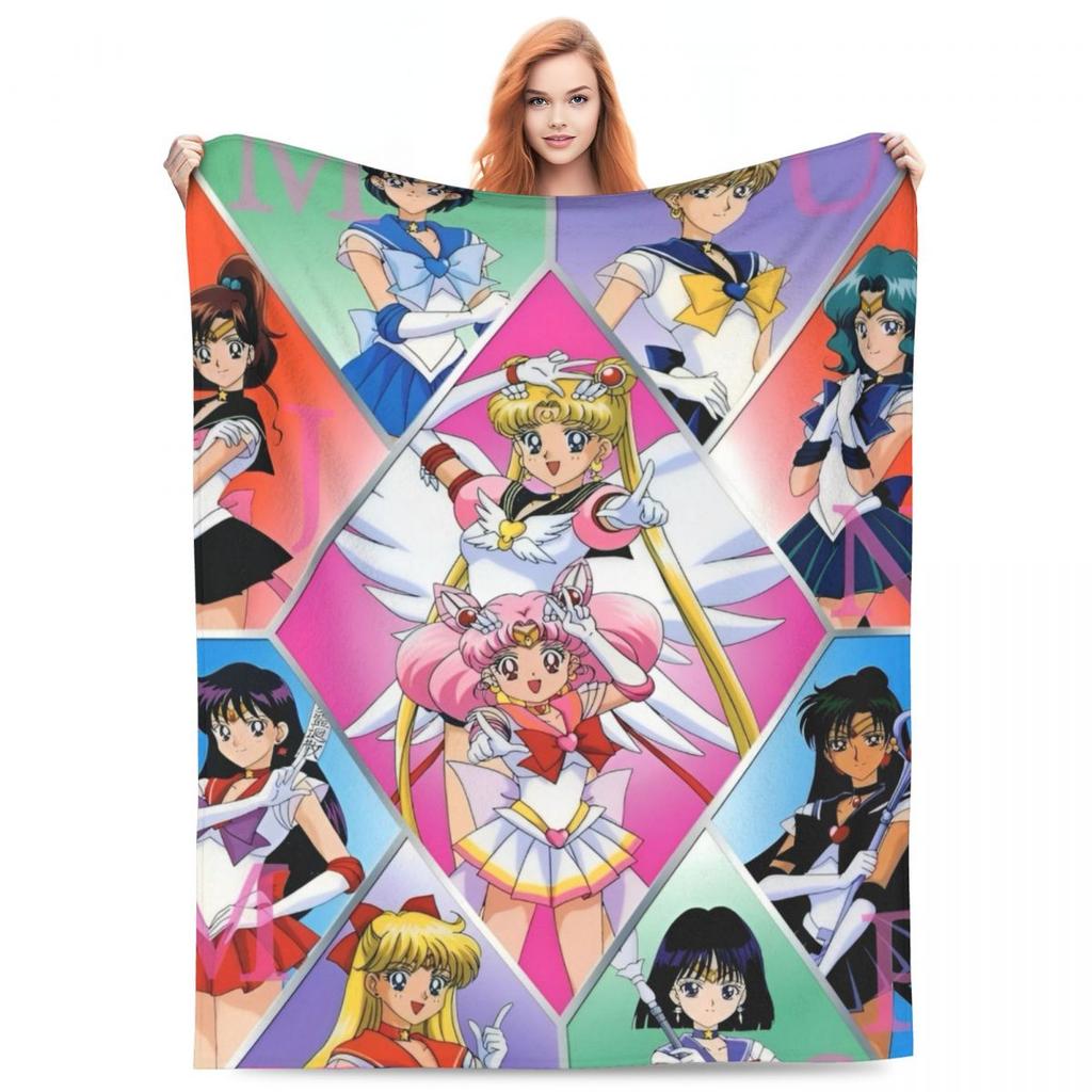 S-Sailor M-Moon Anime Blanket Quality Warm Throw Blanket Winter Picnic Outdoor Comfortable Bedspread