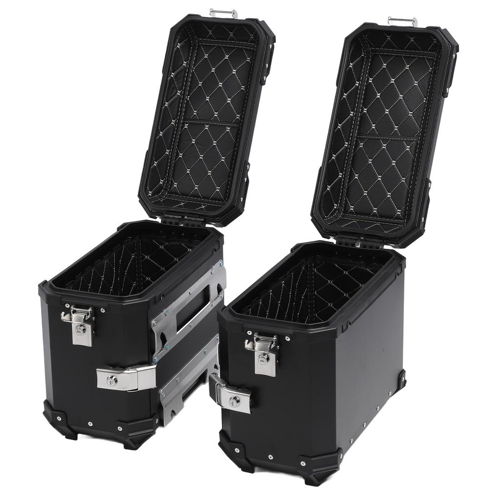 35L Motorcycle Side Case Aluminium Alloy Motorbike Hard Side Saddlebag Box with Lock Mounting Bracket for Riding Gear Helmet