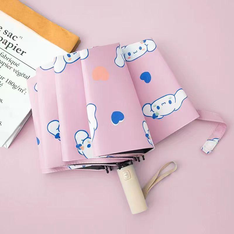 Детский автоматический зонт от дождя, ветрозащитный складной зонт с черным покрытием, анти-УФ-зонт, милый зонтик для мальчиков и девочек