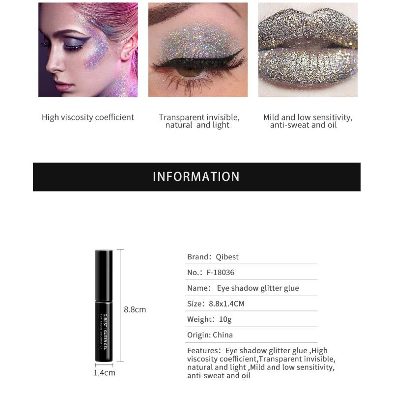 QIBEST Color Cosmetics High Glitter Gold Onion Powder Glue Natural Eye Shadow Nail Gold Onion Glue Quick Drying