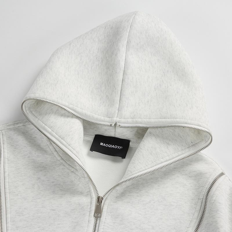 Men's Retro Multi-Zipper Hooded Sweatshirt - Autumn/Winter Versatile Style.