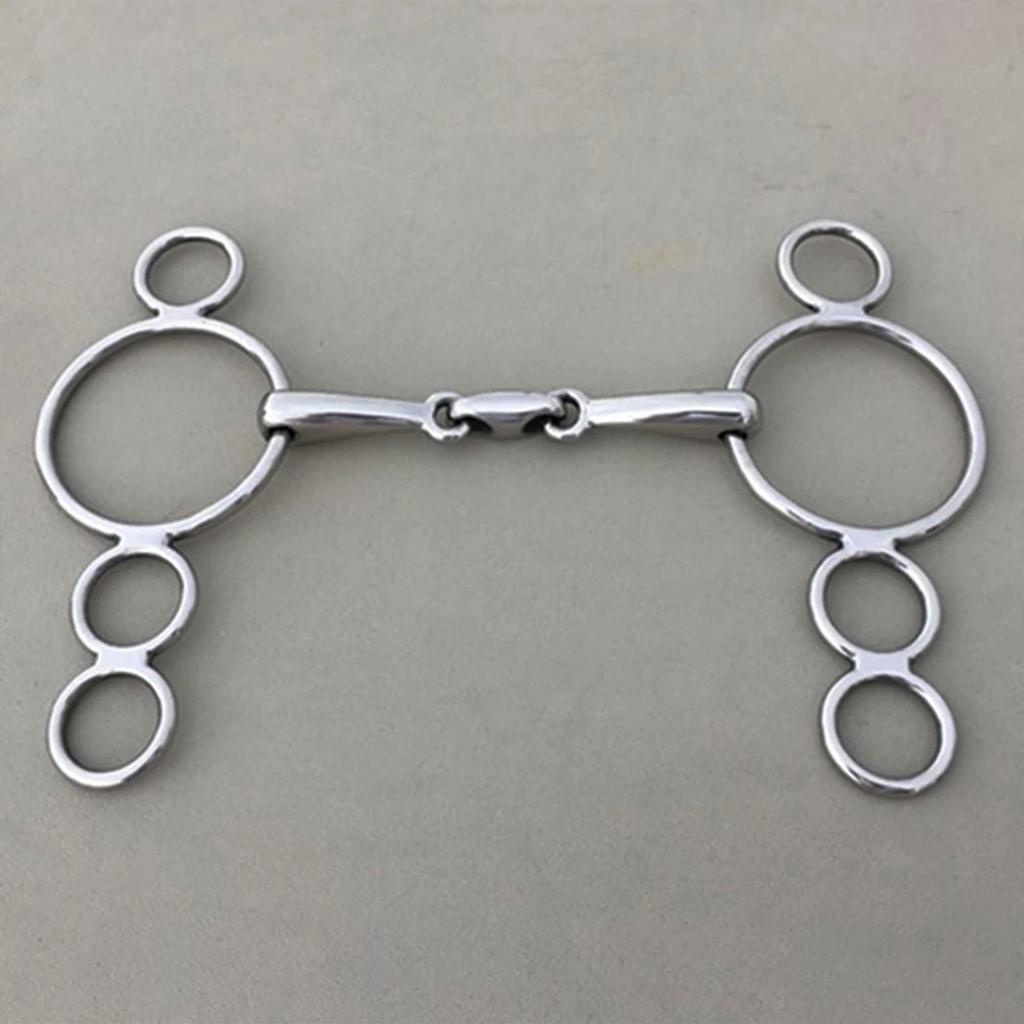 Нержавеющая сталь Gag Bit Конский трензель Сочлененный рот 3 кольца Continental Gag Bit Свободные кольца Конное снаряжение Простота в использовании